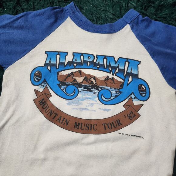 Vintage Alabama Mountain Music Tour 1982 Raglan Band Tee Made in USA S - Picture 7 of 7